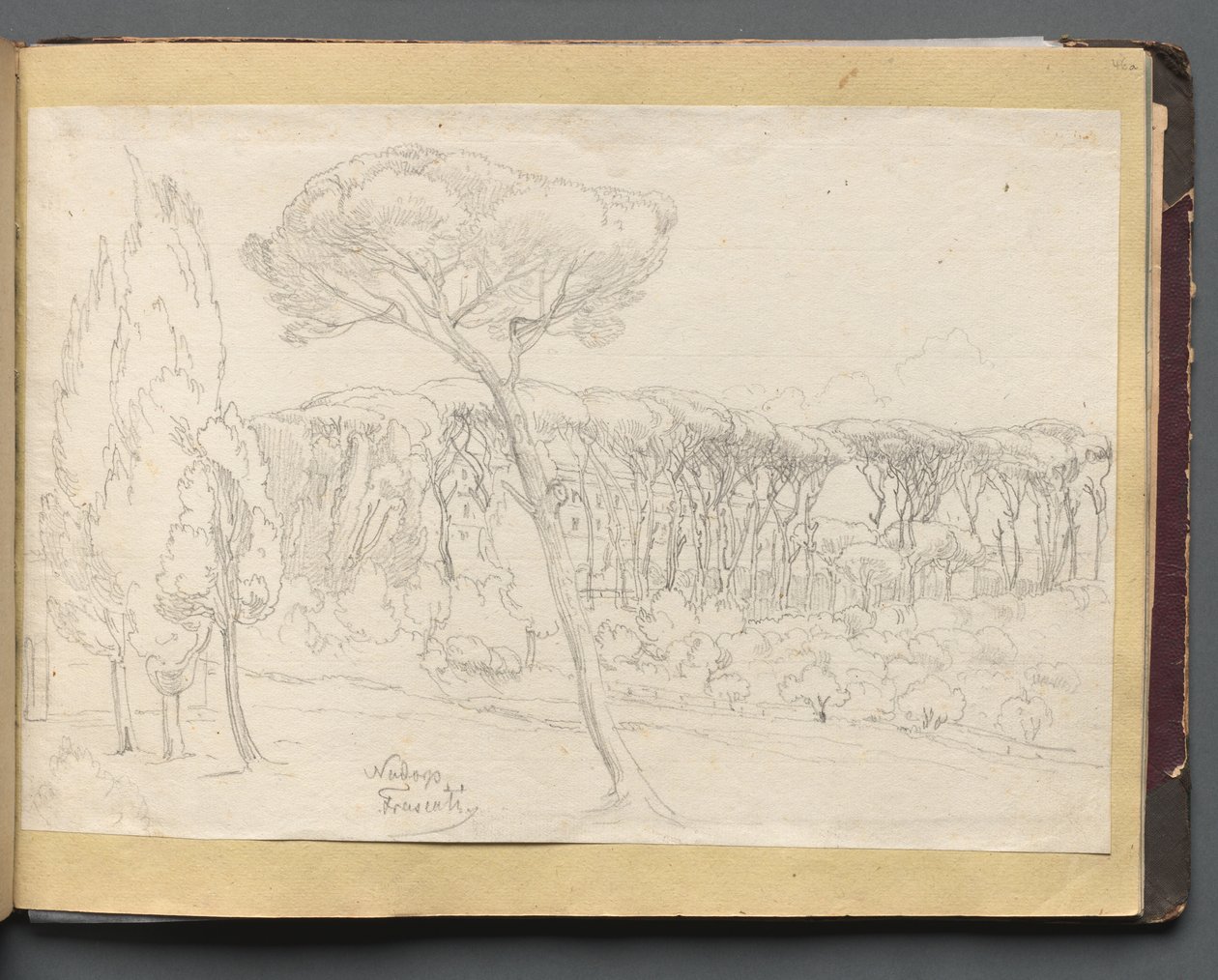 Album s Pohledy na Řím a okolí, Krajinářské studie, strana 46a: Frasciti. od Franz Johann Heinrich Nadorp