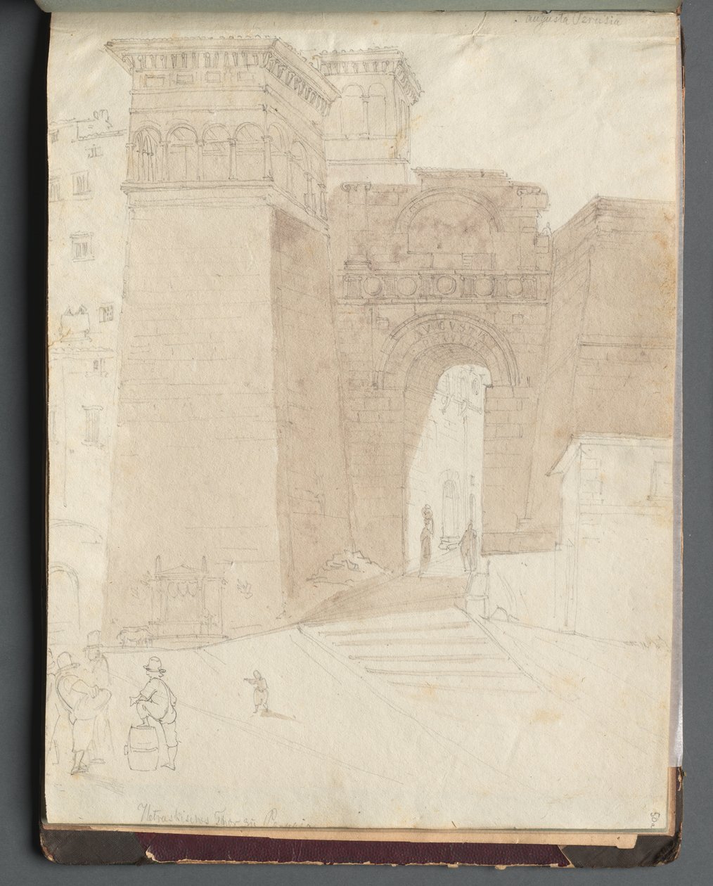 Album s pohledy na Řím a okolí, Krajinářské studie, strana 50a: Roman Architectural View od Franz Johann Heinrich Nadorp