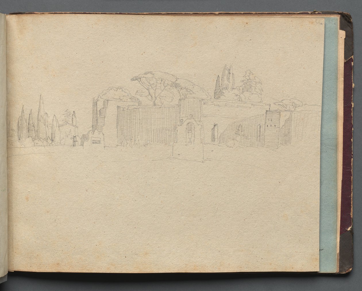 Album s Pohledy na Řím a okolí, Krajinářské studie, strana 51a: Římská krajina. od Franz Johann Heinrich Nadorp