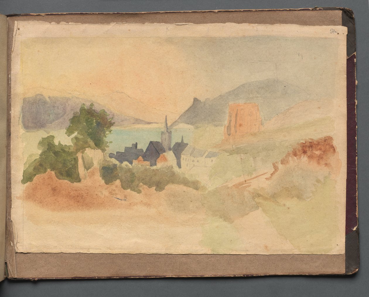 Album s Pohledy na Řím a okolí, Krajinářské studie, strana 54a: Římská krajina od Franz Johann Heinrich Nadorp