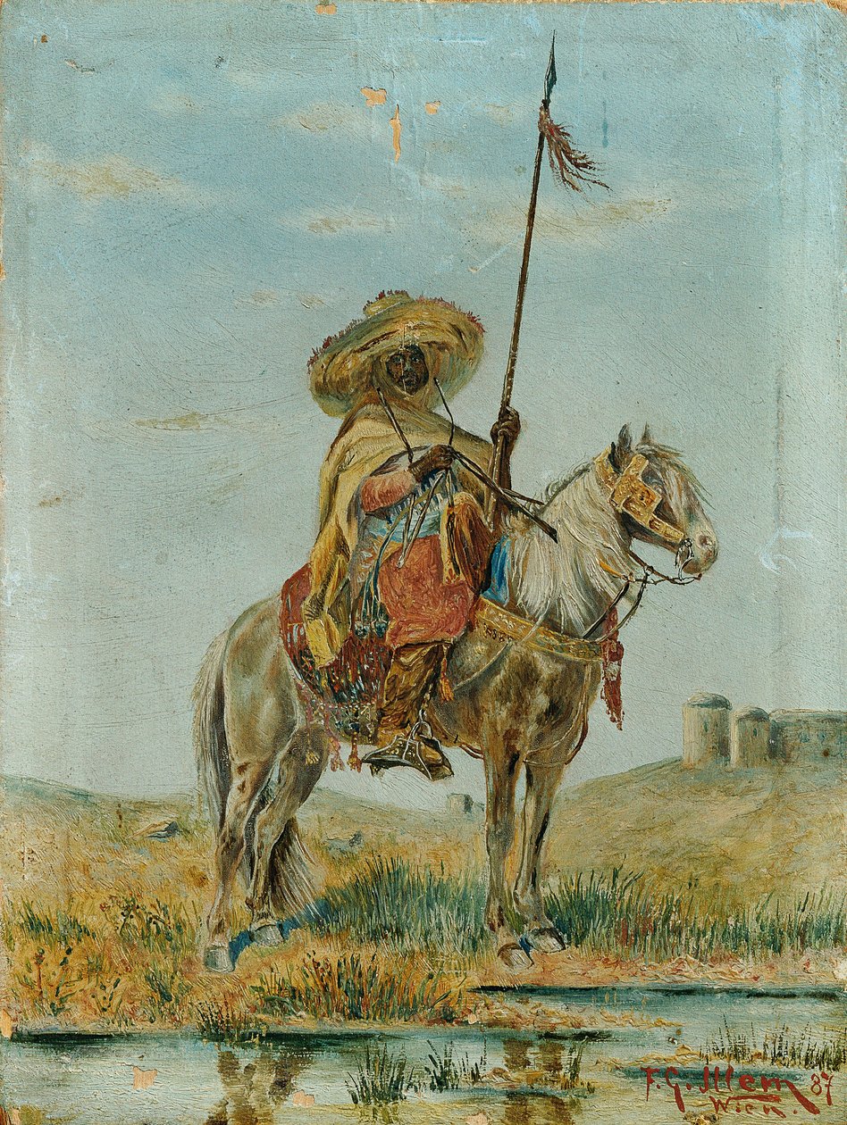 Mexičané na koních od Franz Josef Georg Illem