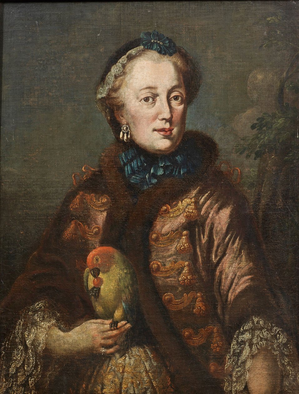 Německy: Kurfürstin Maria Anna von Bayern mit Papagei Portrét Marie Anny Žofie Saské (1728-1797), bavorské kurfiřtky s ptákem. od Franz Joseph Winder