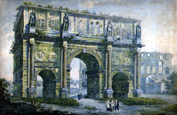 Konstantinův vítězný oblouk, Řím (akvarel na papíře) od Franz Kaisermaan