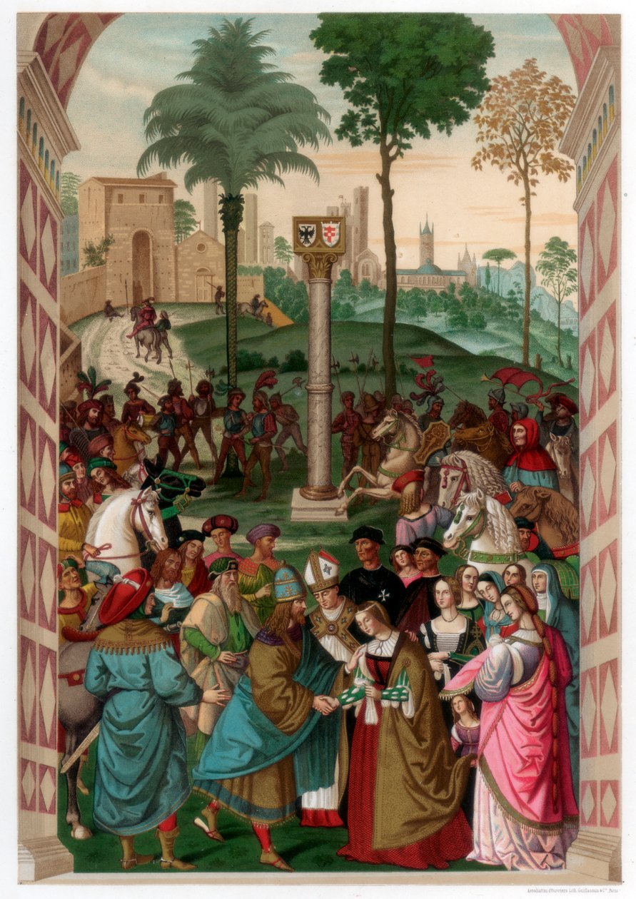 Aeneas Piccolomini představuje Eleonoru Portugalskou Fridrichu III., 1502-1508, 1870 od Franz Kellerhoven