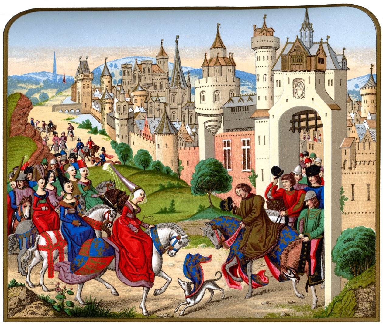 Vjezd královny Isabeau Bavorské do Paříže, c1500, 1870. od Franz Kellerhoven