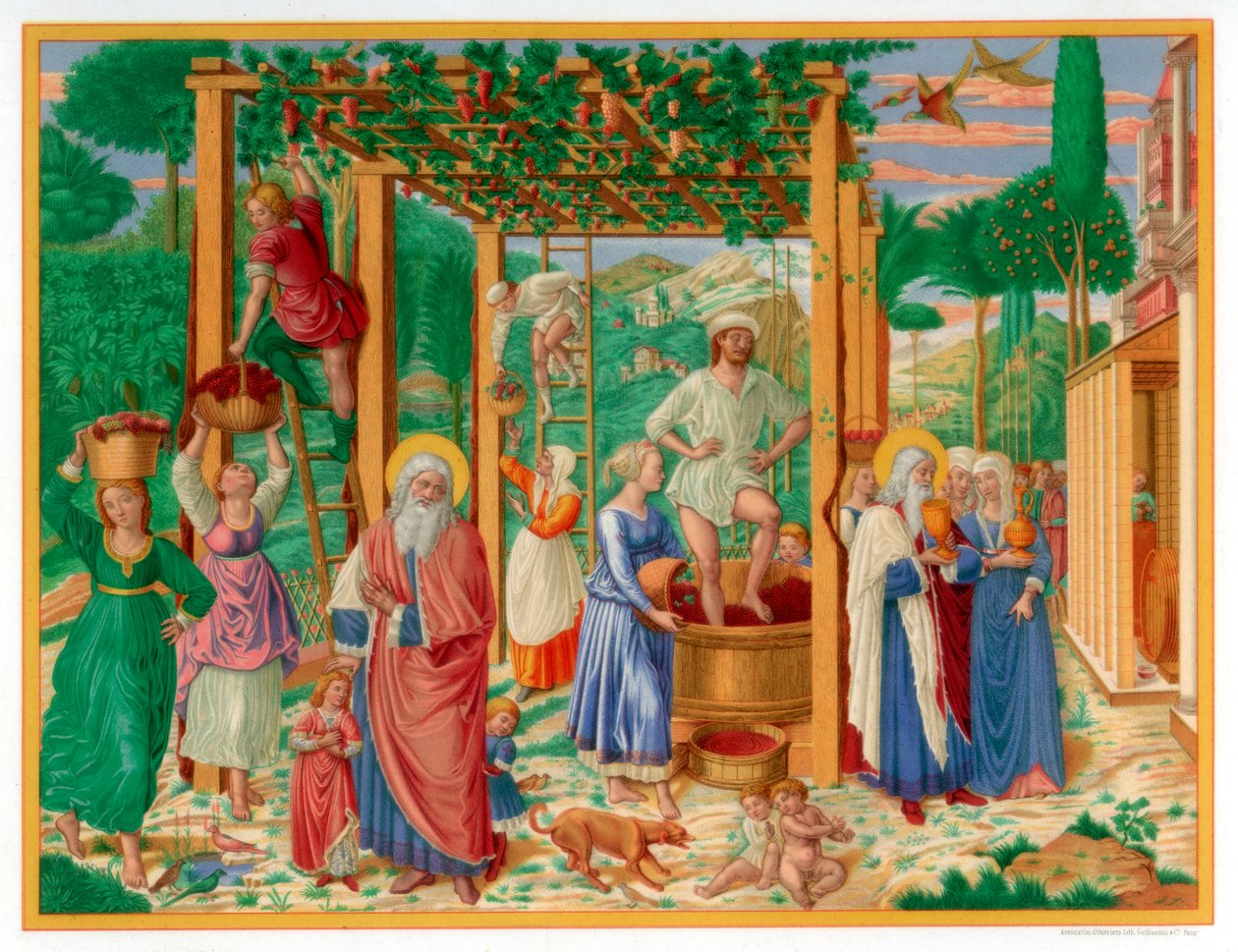 Vinobraní a opilost Noemova, 1469-1484 1870. od Franz Kellerhoven