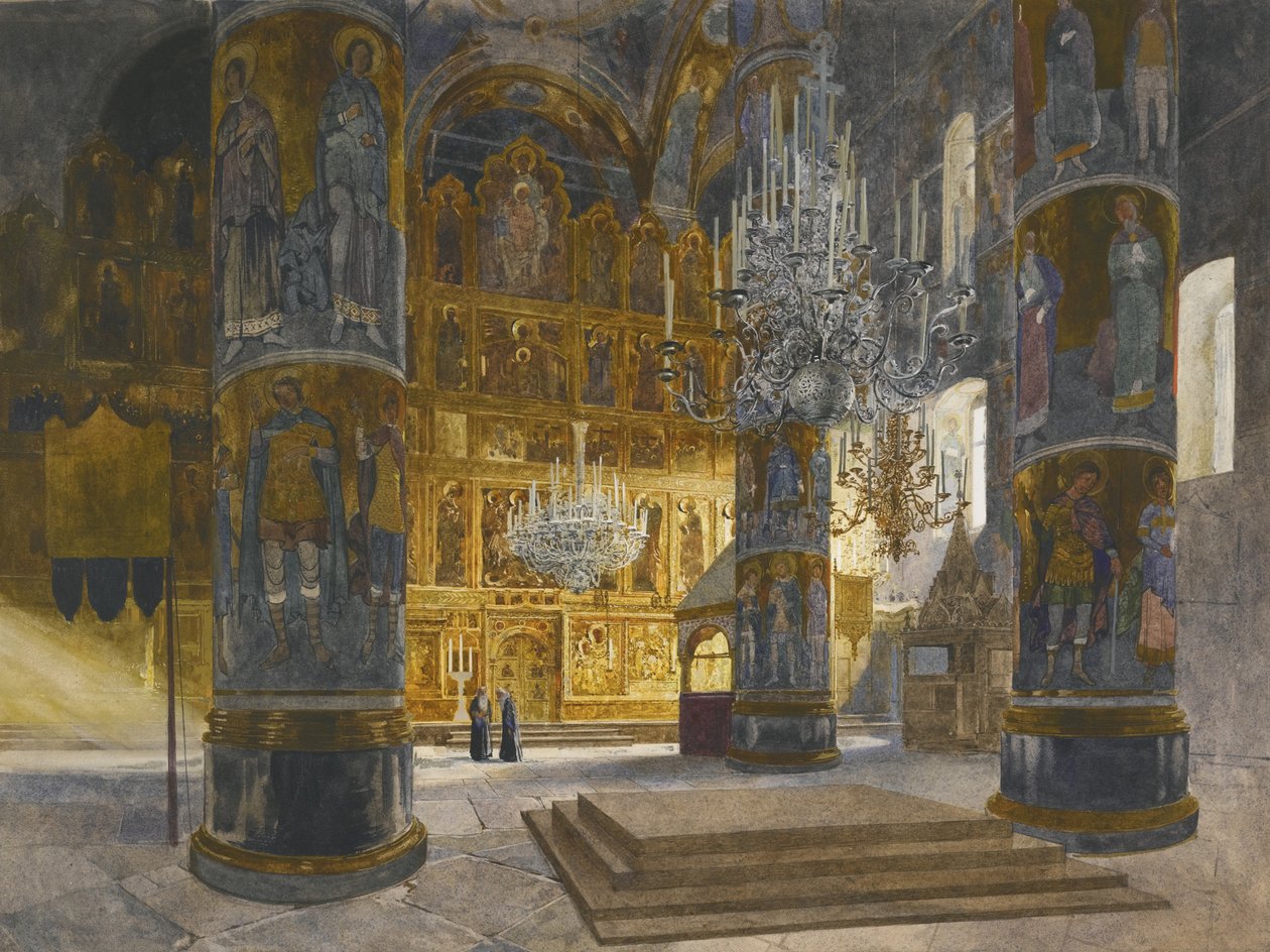 Interiér katedrály Dormition v moskevském Kremlu, 1898 od Franz Kopallik