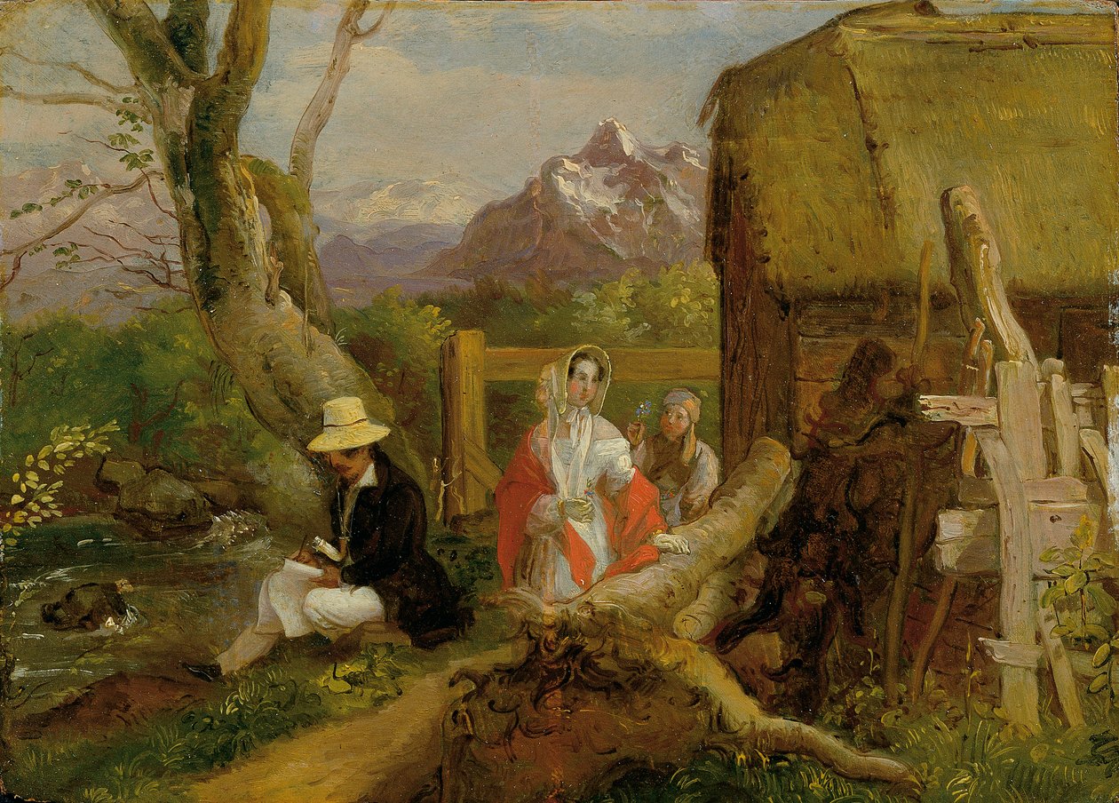Malíř a chodec v krajině ("Idyla") od Franz Krammer