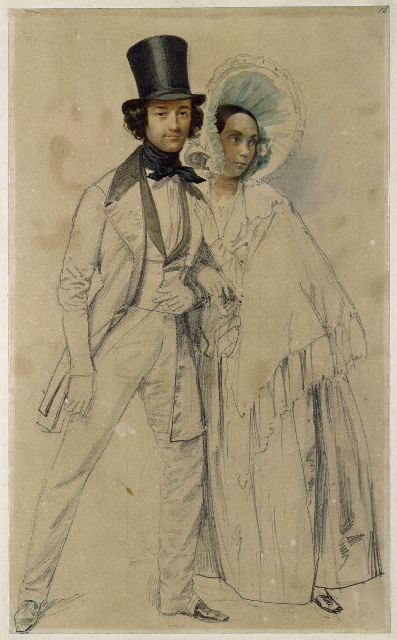 Manželé Paul a Amalie Taglioniovi (Studie k obrazu „Přehlídka prvního gardového pěšího pluku“, 1839) od Franz Krüger