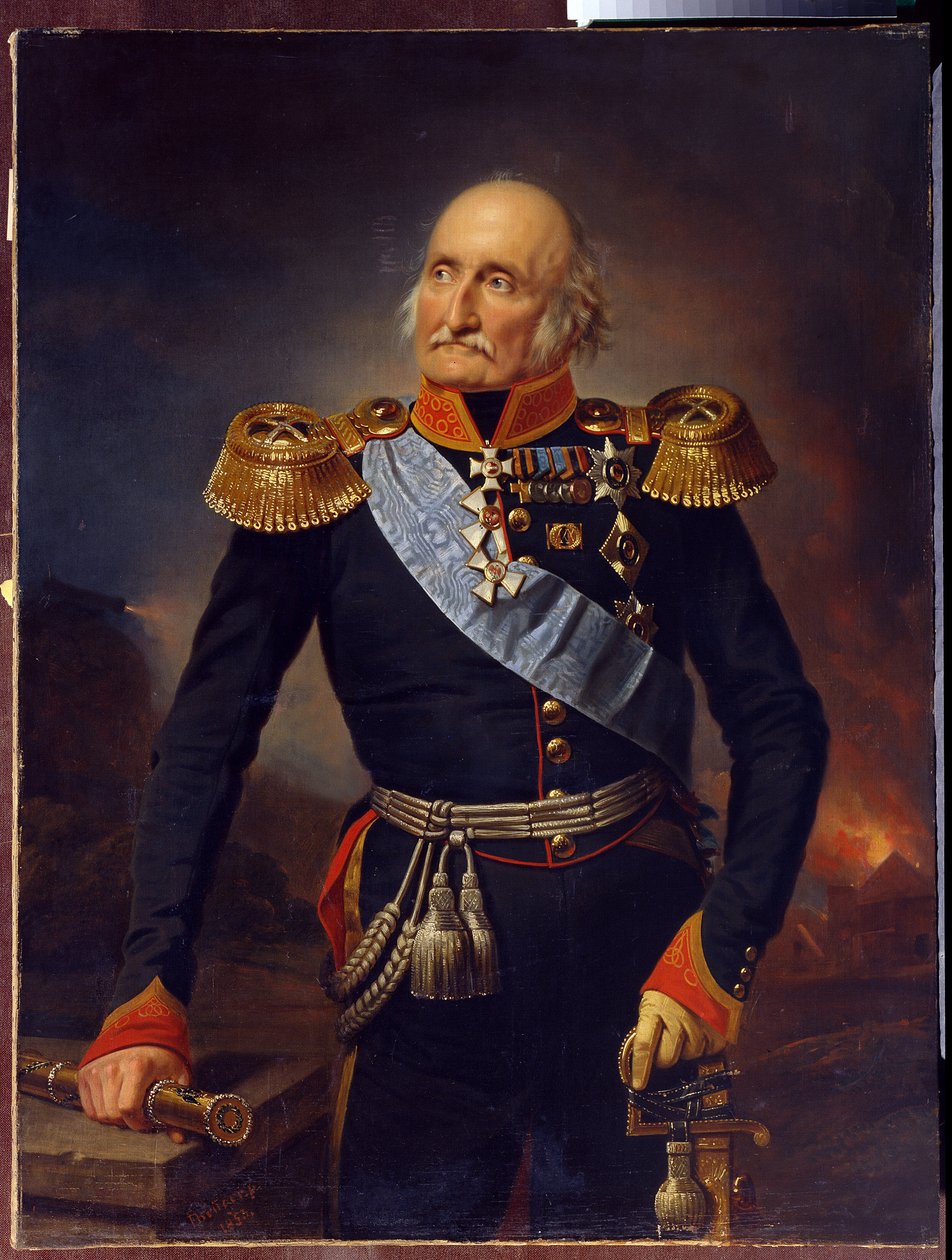 Portrét maršála Comte Louis Adolphe Pierre zu Sayn Wittgenstein (1769-1843). (Portrét polního maršála hraběte Ludwiga Adolfa Petra ze Sayn Wittgenstein Ludwigsburg). Obraz Franze Krugera (1797-1857), olej na plátně od Franz Krüger