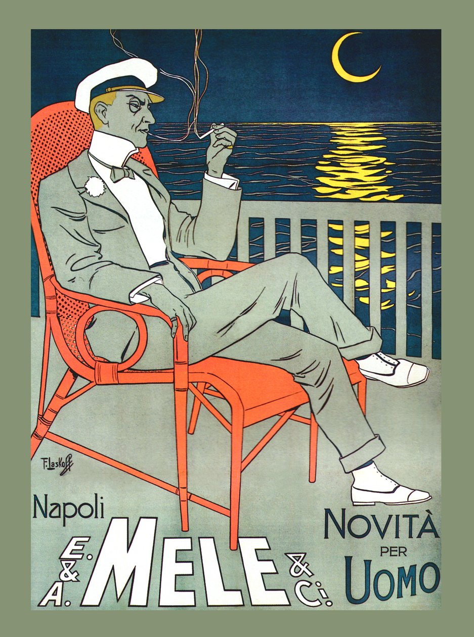 Lenošení v Mele Fashion & Under a Crescent Moon, začátek 1900 (plakát) od Franz Laskoff