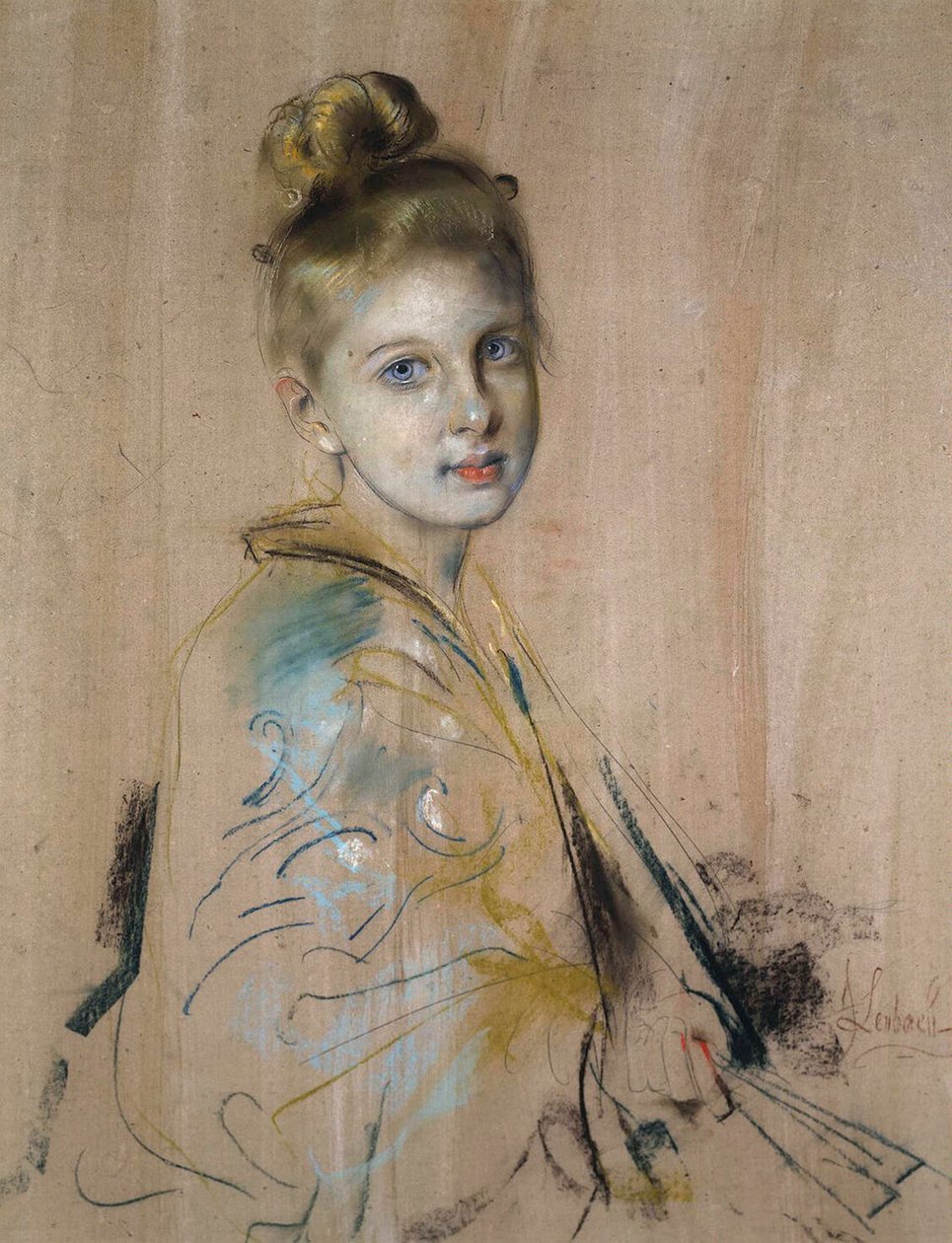 Dívka s ventilátorem, 80. léta 19. století. od Franz von Lenbach