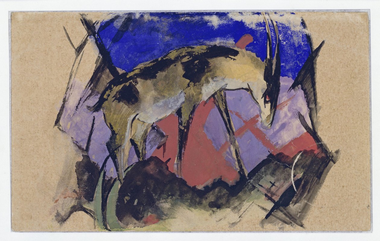 Antilope (auch: Steinbock) (Postkarte an Else Lasker-Schüler) od Franz Marc