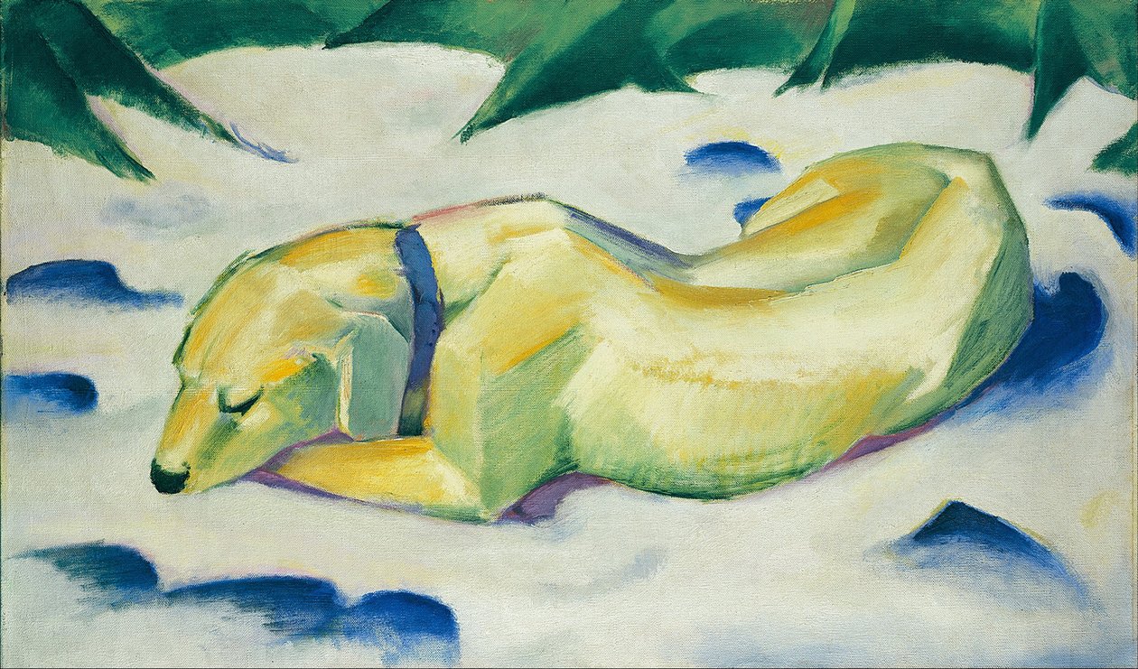Pes ležící ve sněhu od Franz Marc