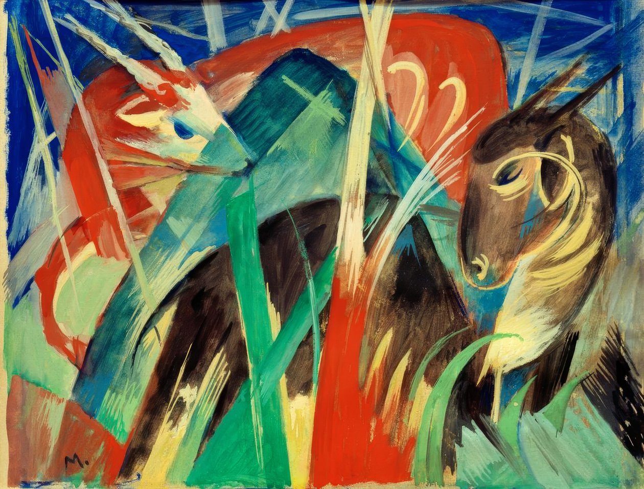 Mýtická zvířata I (zvířecí kompozice I) od Franz Marc