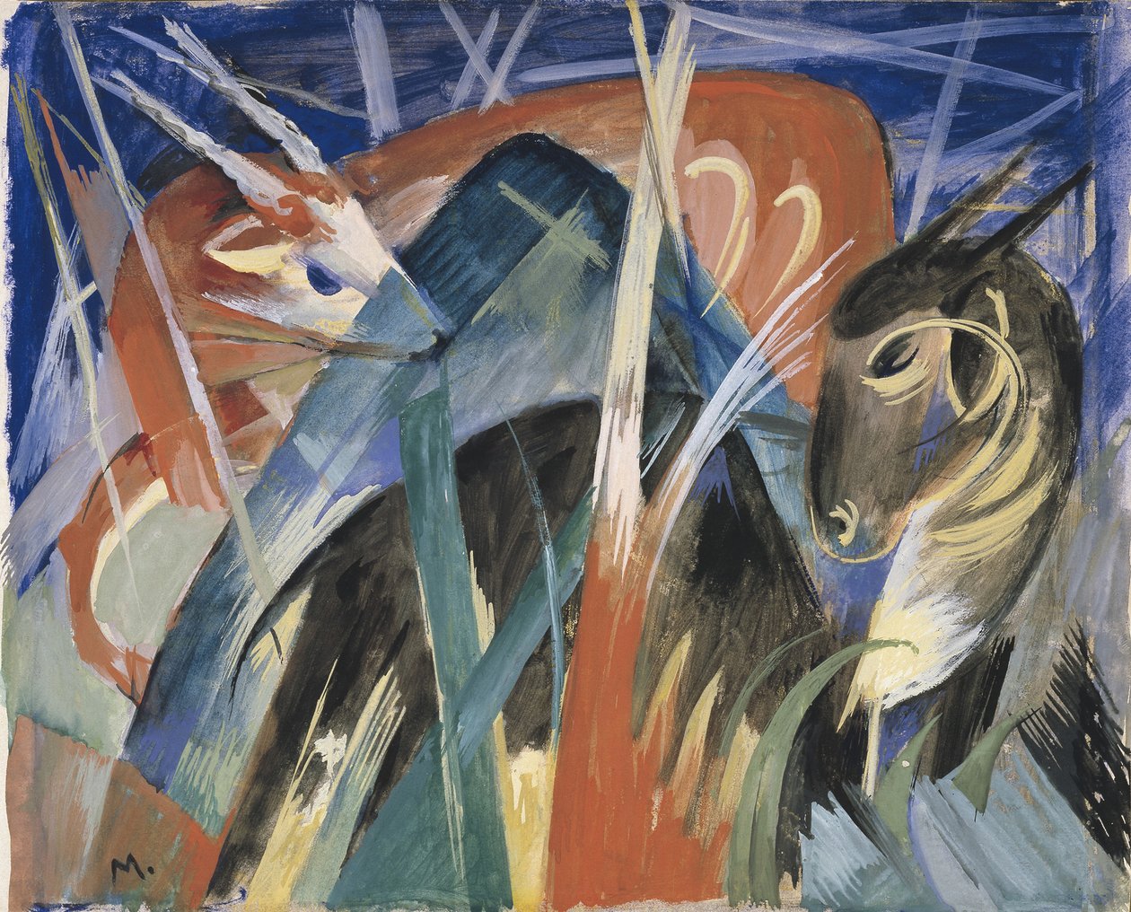 Bajka Zvířata I Kompozice se zvířaty I, 1913 od Franz Marc