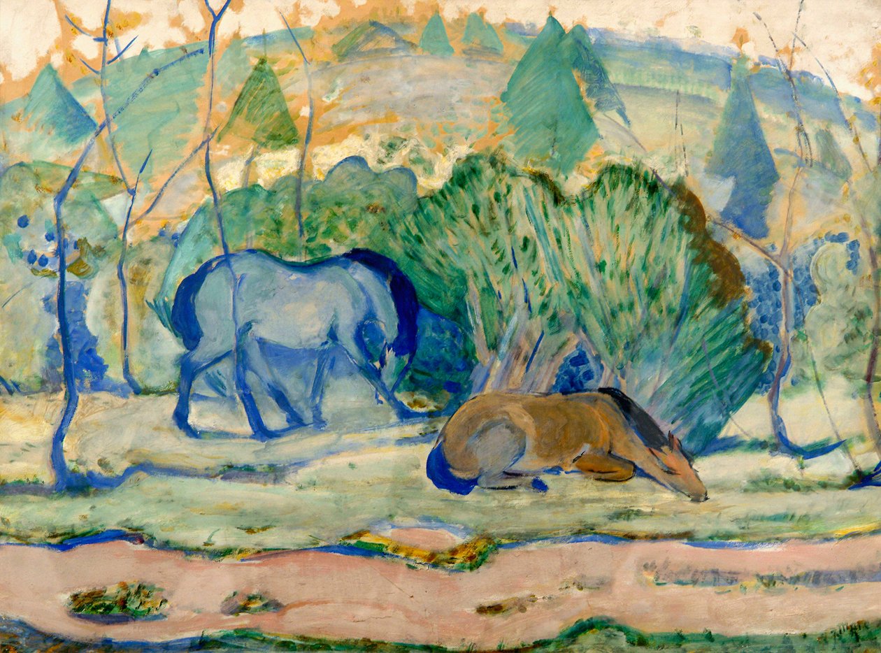Koně na pastvě Koně v krajině od Franz Marc