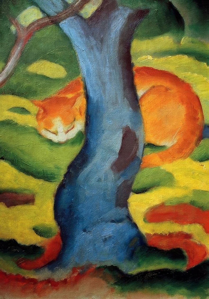 Dětský obrázek (kočka za stromem) od Franz Marc
