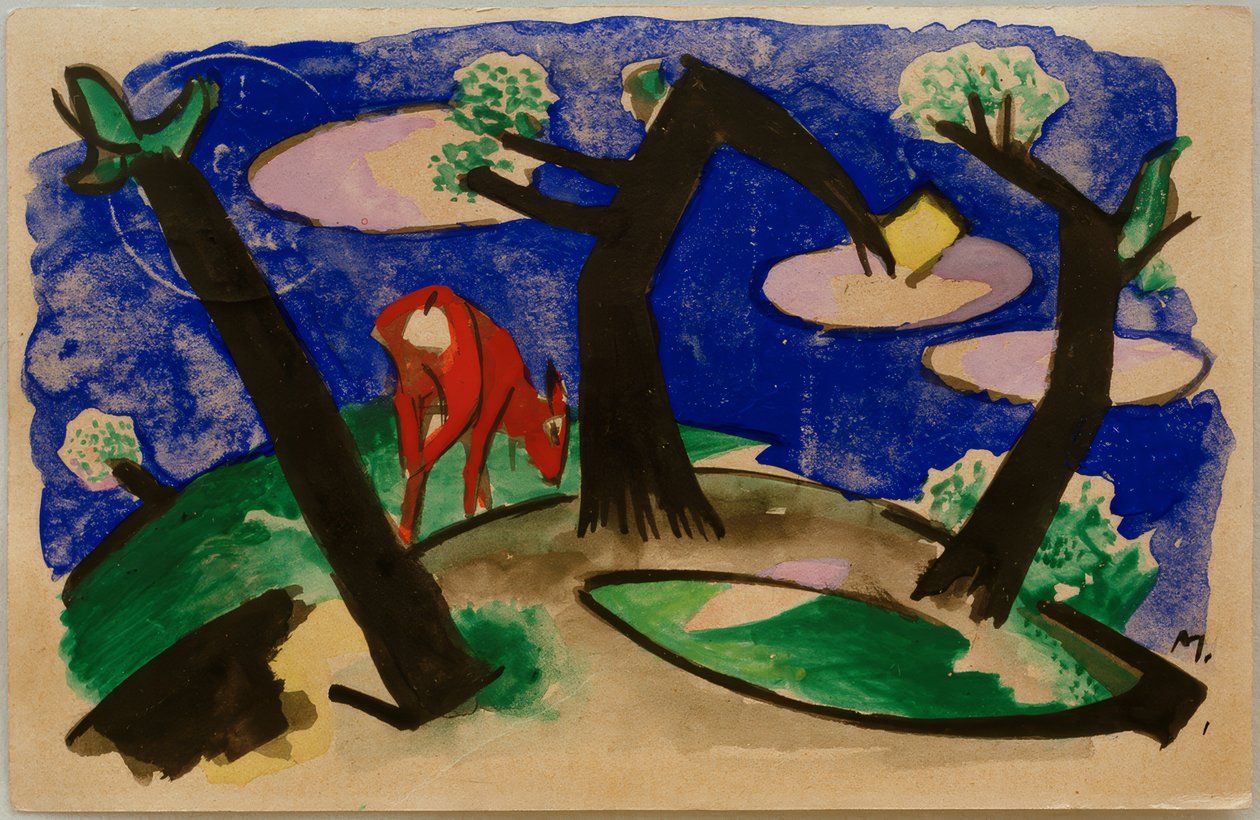 Krajina s červeným zvířetem od Franz Marc