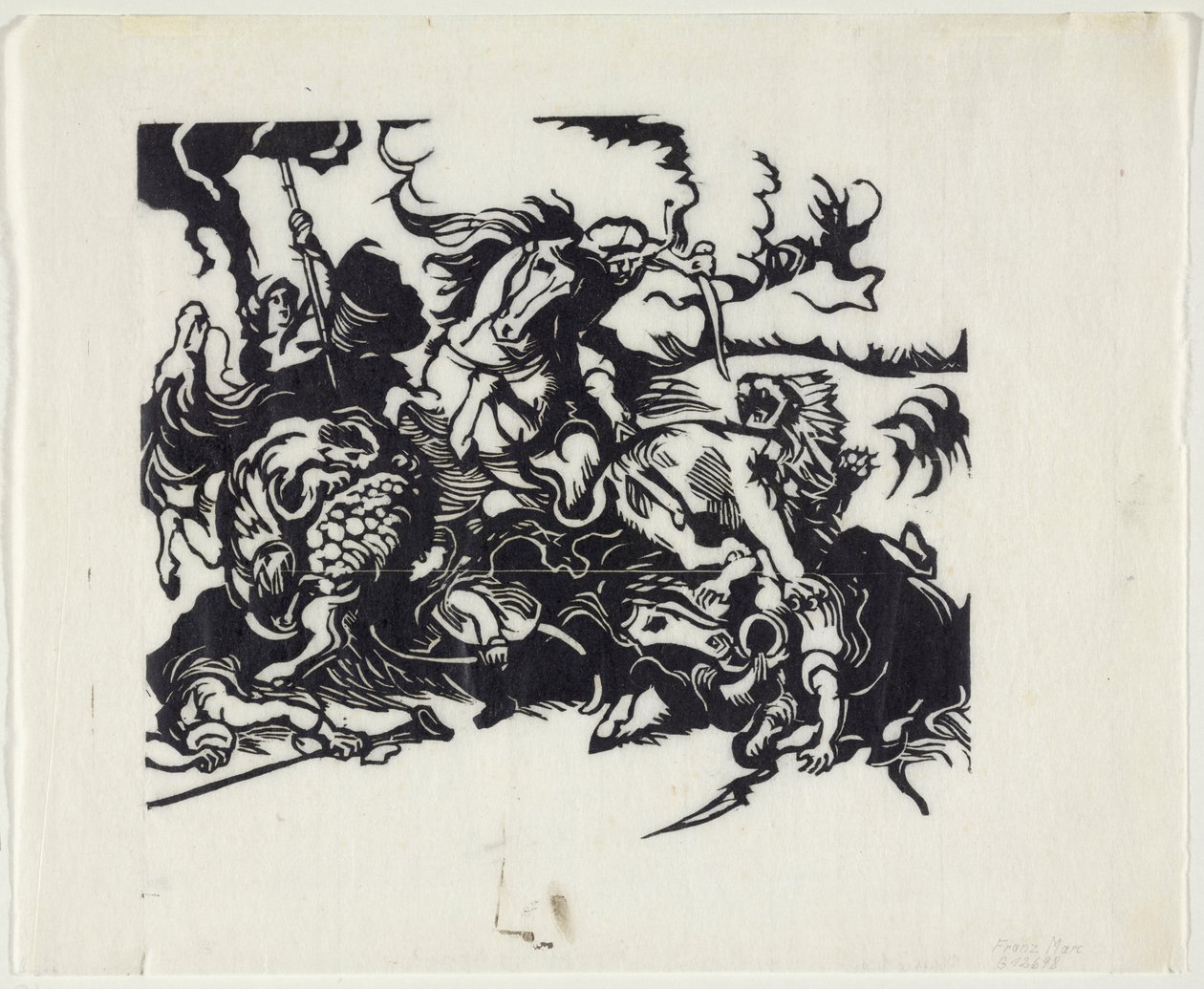 Lov na lva po Delacroixovi od Franz Marc