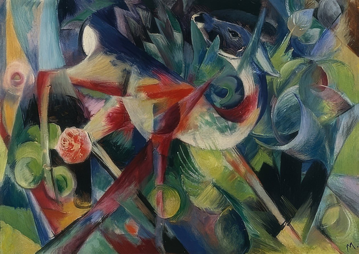 Jelen v květinové zahradě. 1913 od Franz Marc
