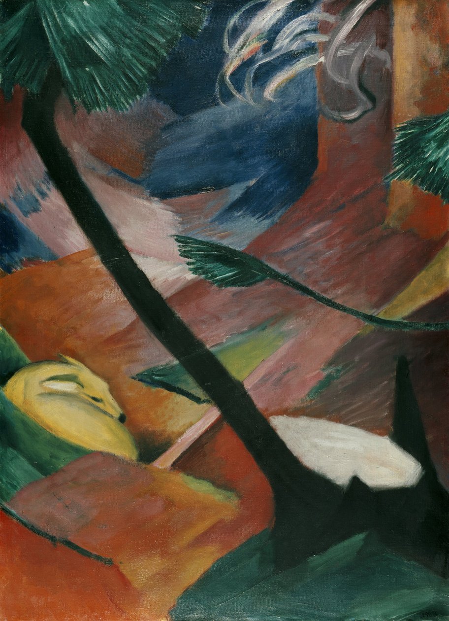 Jelen v lese II od Franz Marc