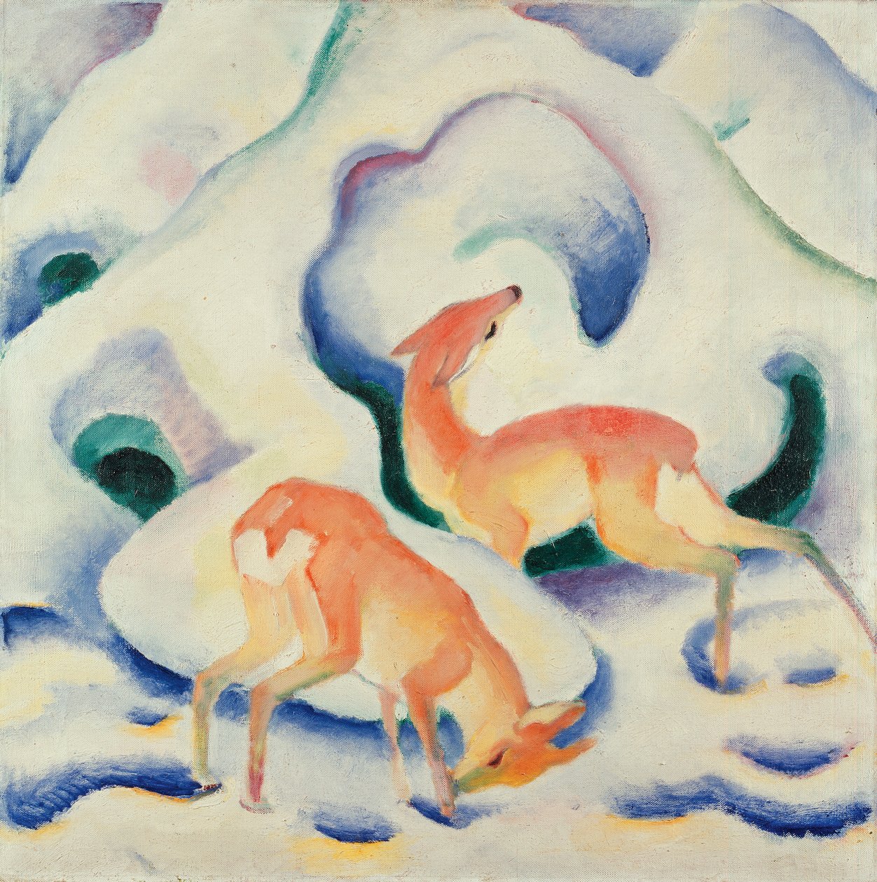 Srnci ve sněhu II od Franz Marc
