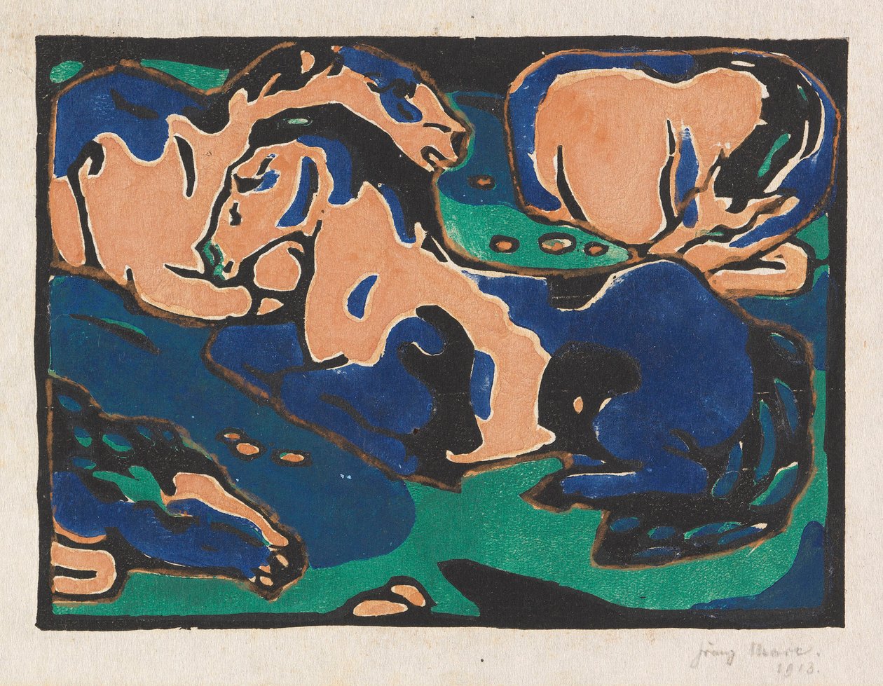 Odpočívající koně, 1911-1912. od Franz Marc