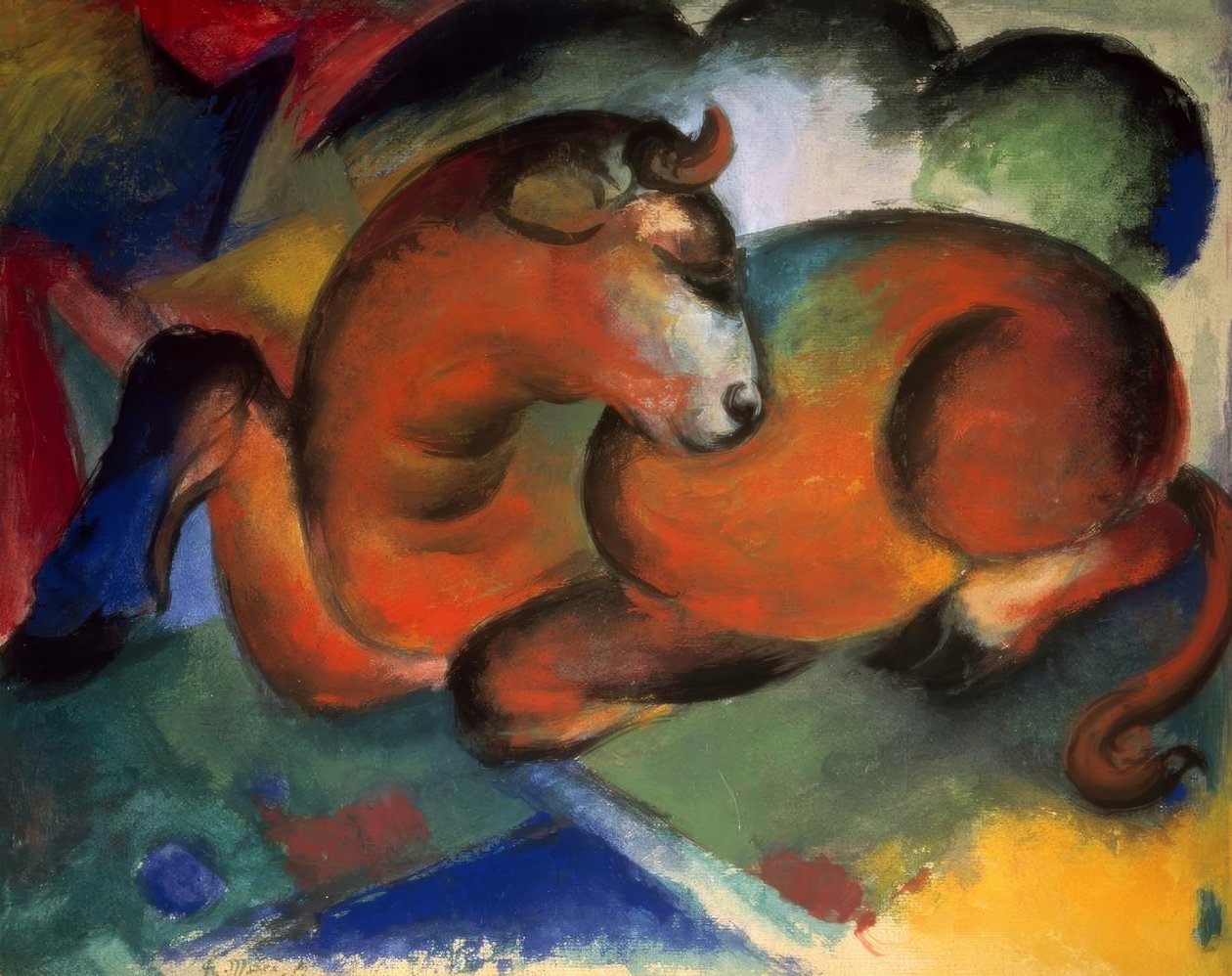 červený býk od Franz Marc