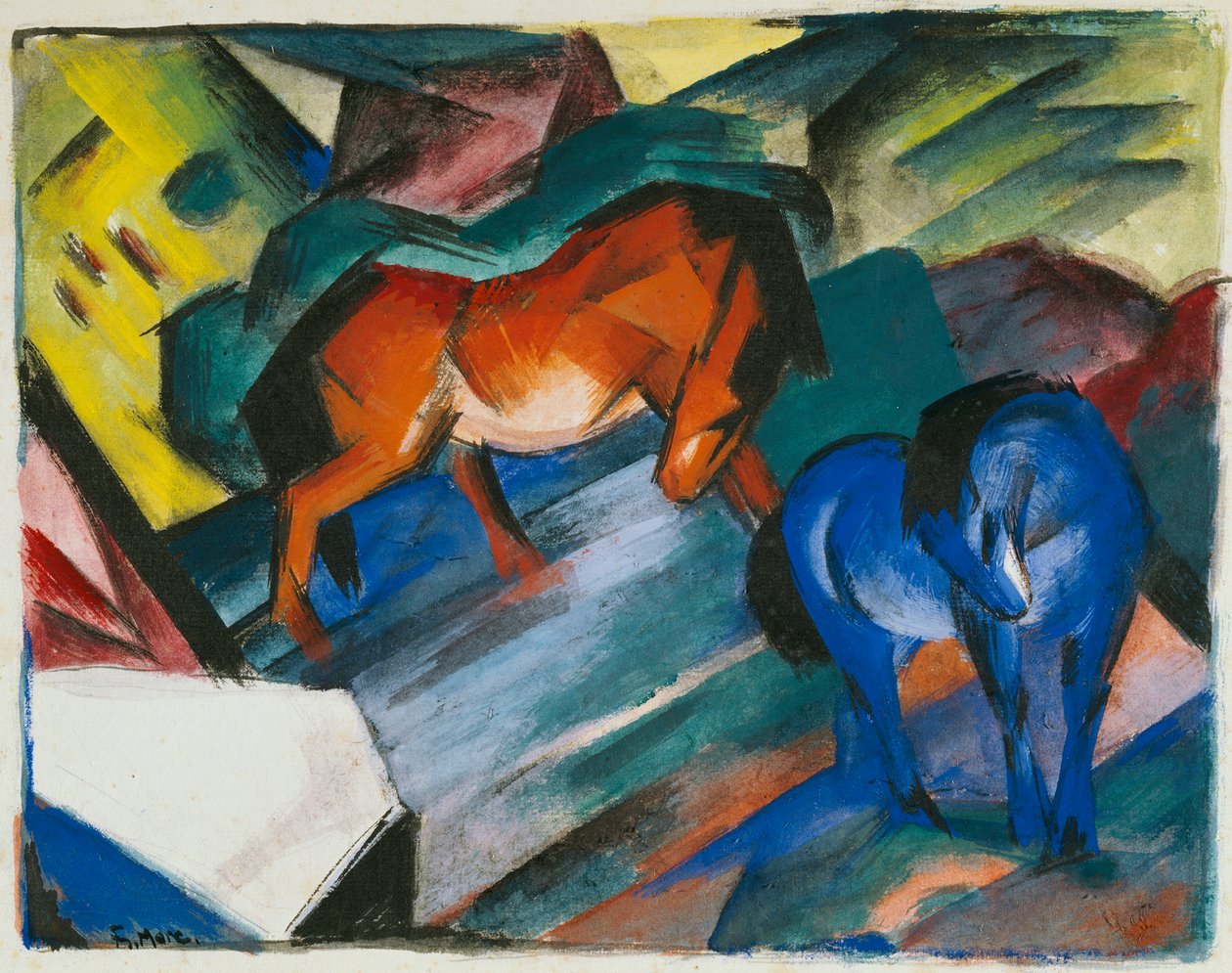 Červený a modrý kůň od Franz Marc