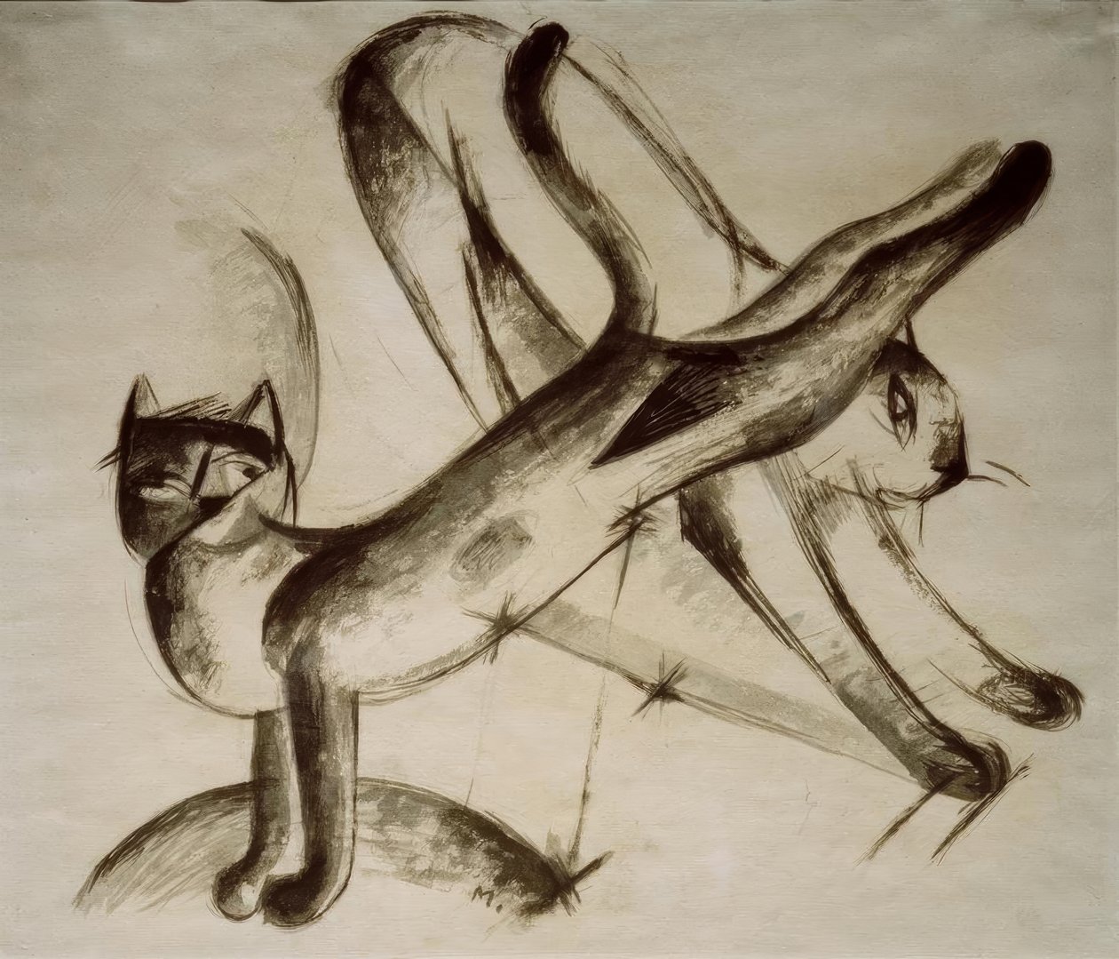 Hrající si kočky od Franz Marc
