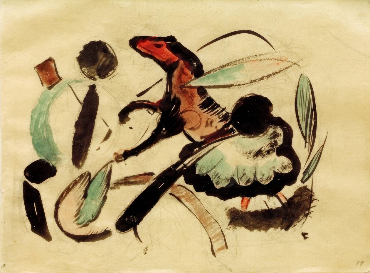 Skákací kůň se zeleninovými tvary od Franz Marc