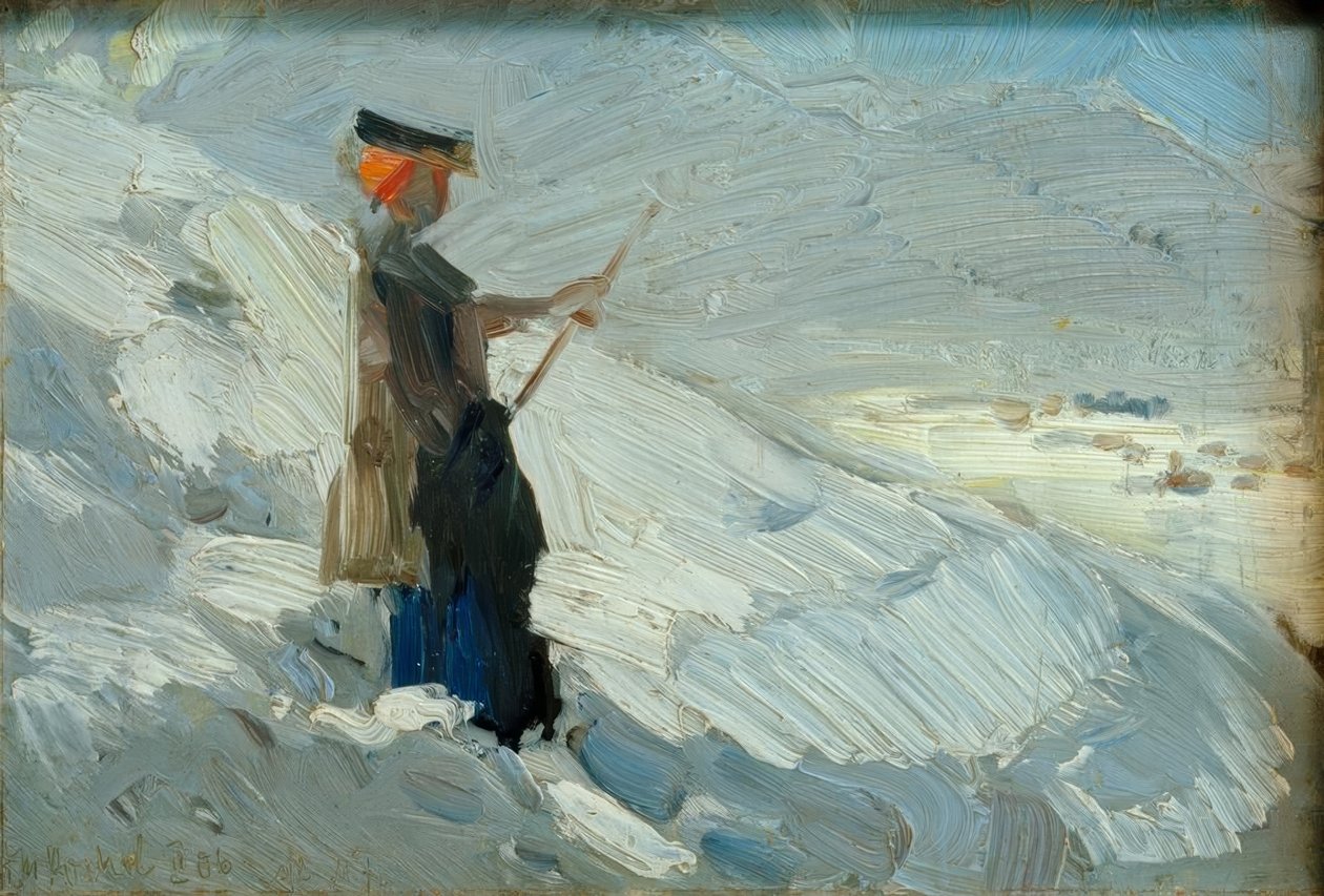Stojící žena v zimní krajině od Franz Marc