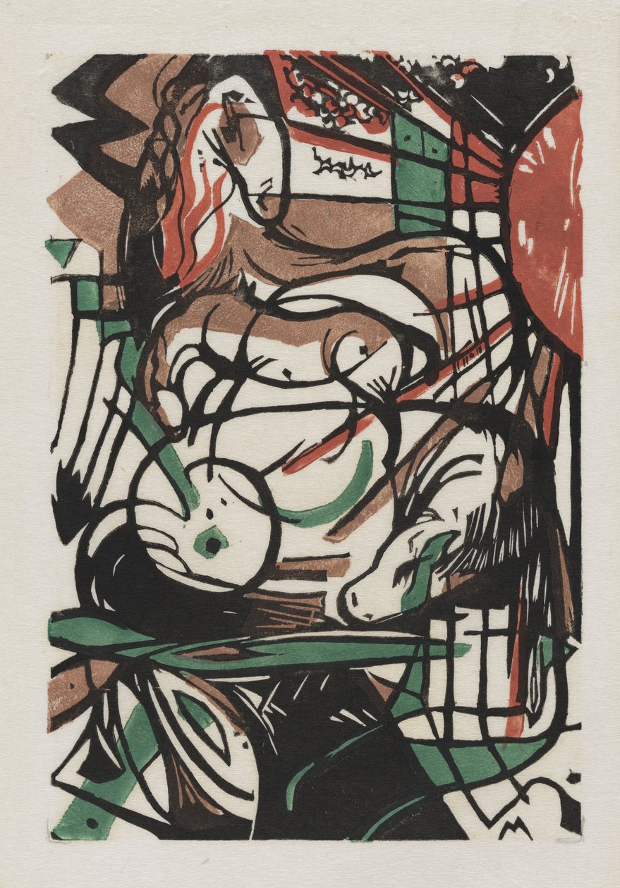Zrození koní, 1913 (dřevořez na japonském papíře) od Franz Marc