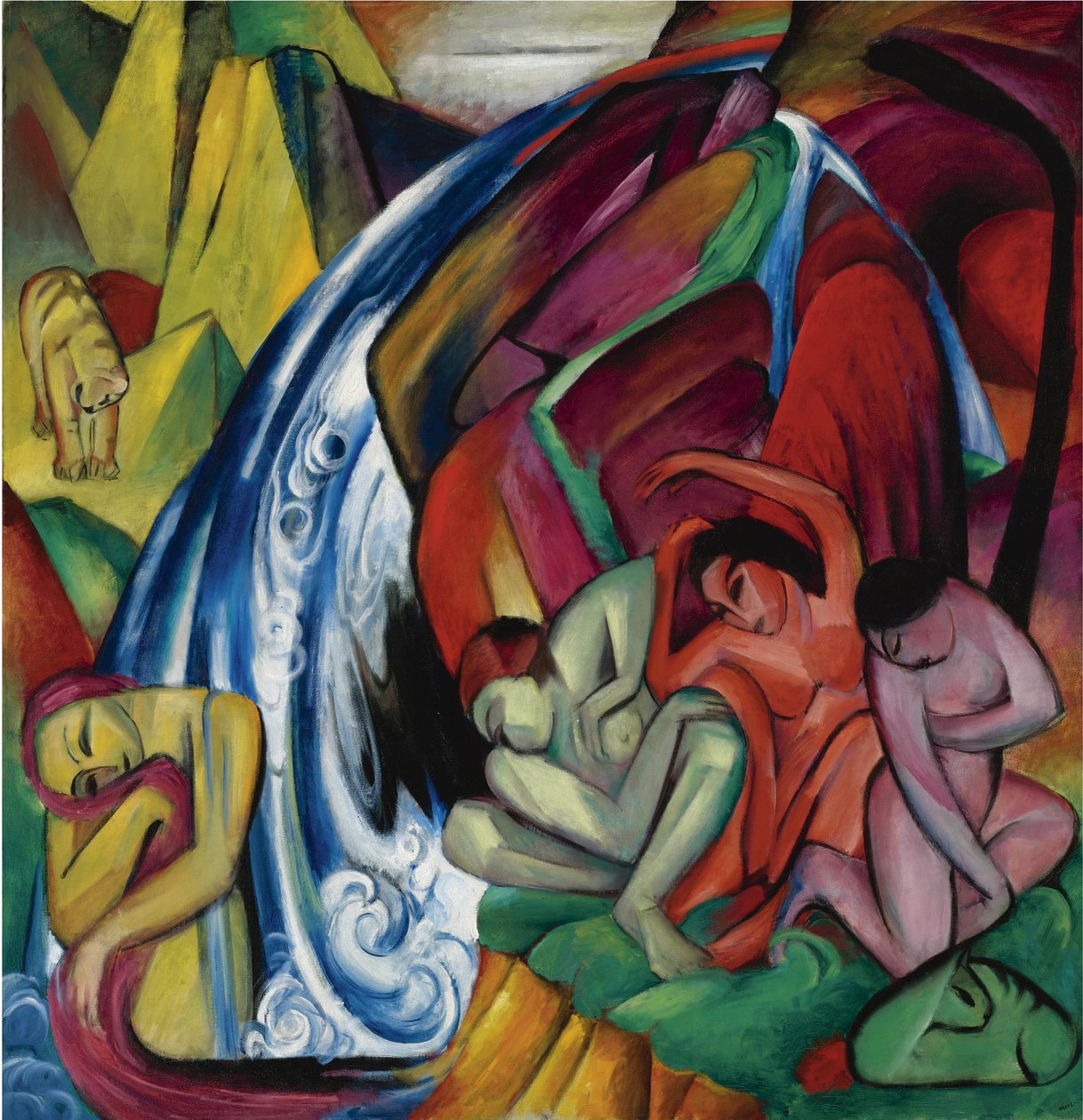 Vodopád Ženy pod vodopádem, 1912 od Franz Marc