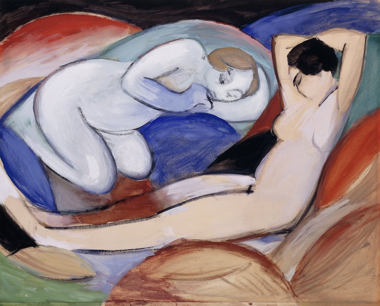 Dva ležící akty; Dva ležící akty, 1912 od Franz Marc