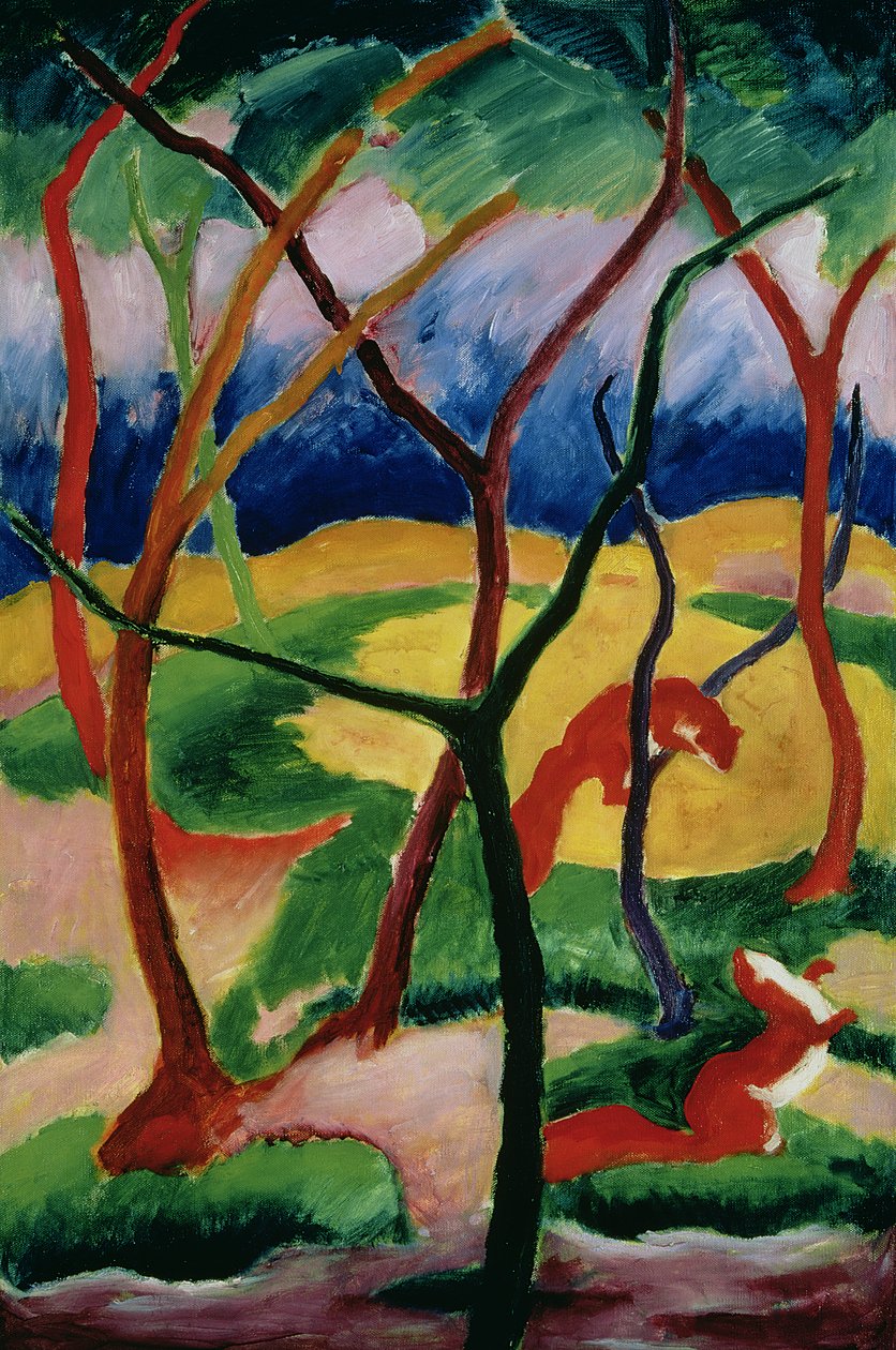 Lasičky si hrají, 1911 od Franz Marc
