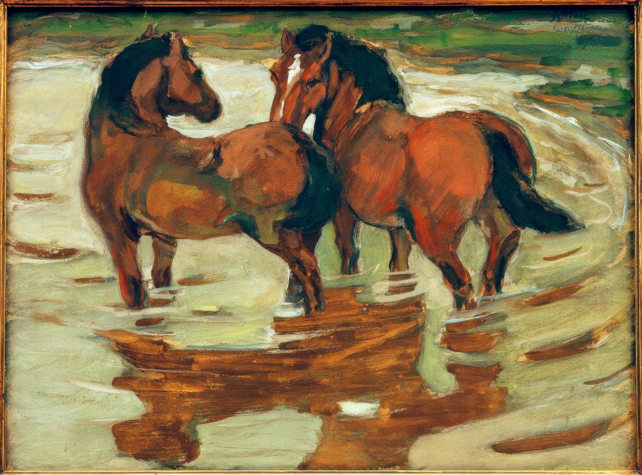 Dva koně ve vodě od Franz Marc
