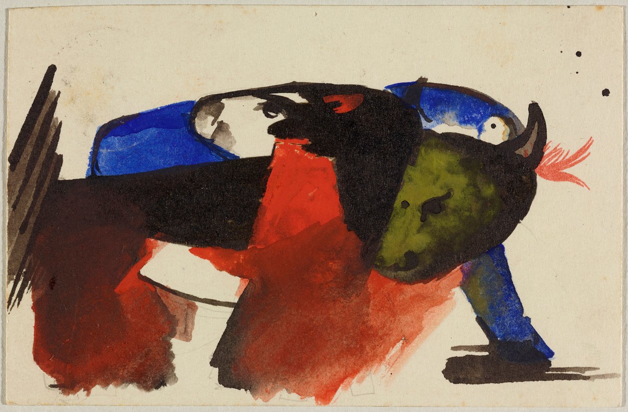 Zwei Tiere, Postkarte aus Sindelsdorf an Wassily Kandinsky in München od Franz Marc