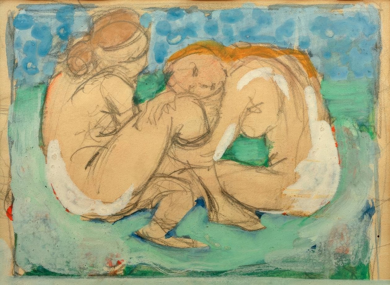 Dva ženské akty na modré od Franz Marc