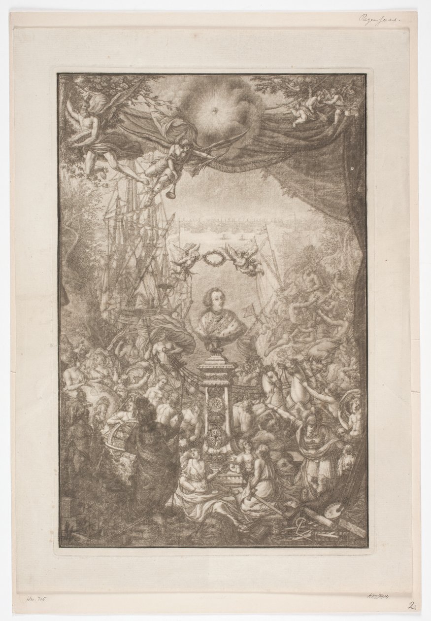 Titulní list s bustou Frederika V. k dílu Auserlesene Schenecken, Muscheln. od Franz Michael Regenfus