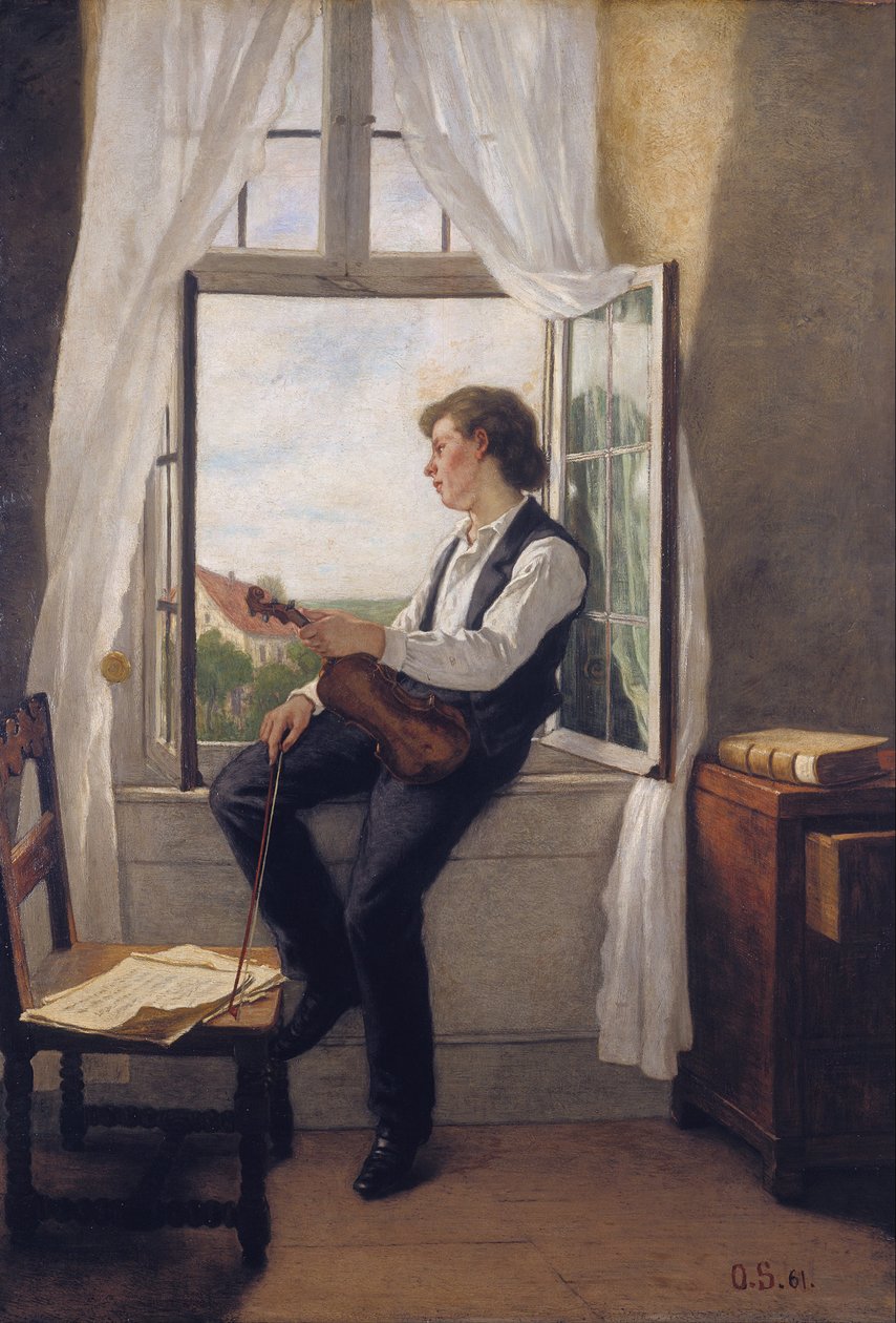 Houslista u okna od Franz Otto Scholderer