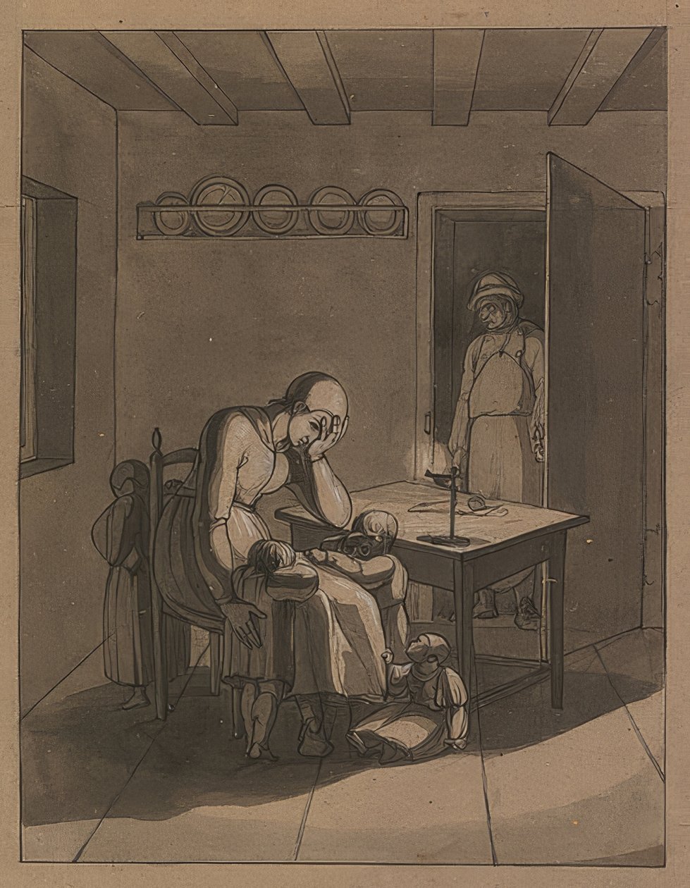 Lienhard a Gertrud. Kolem roku 1808 od Franz Pforr