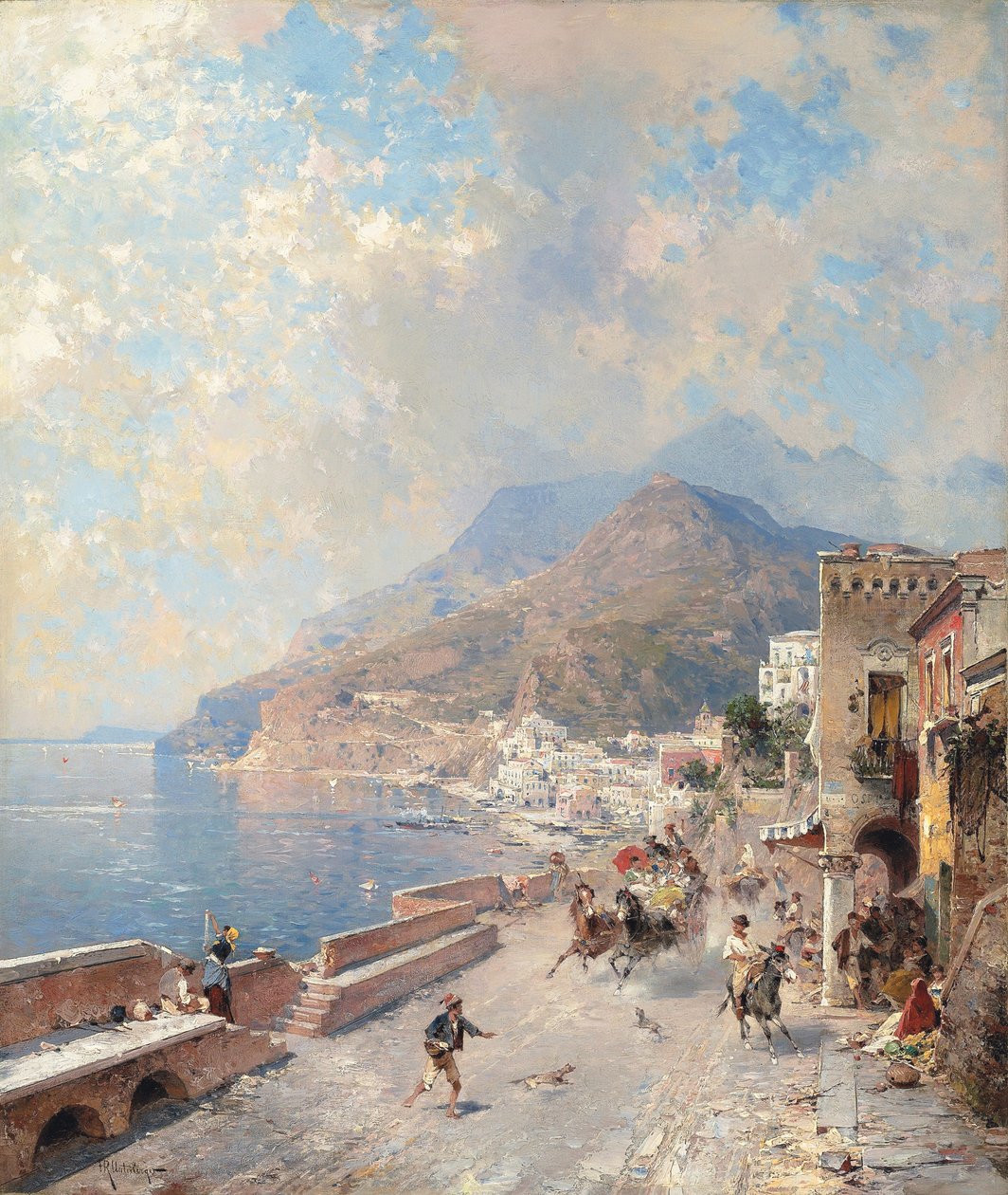Salernský záliv, Amalfi, od Franz Richard Unterberger