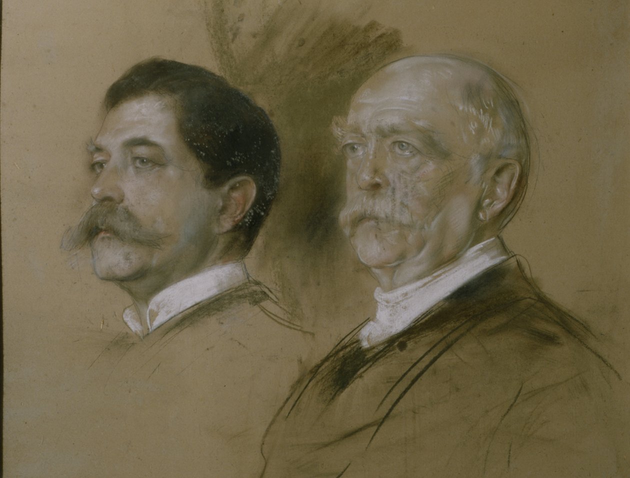 Otto von Bismarck a jeho syn Herbert, státní tajemník ministerstva zahraničí v letech 1860-90, 1892 (uhl na papíře) od Franz Seraph von Lenbach
