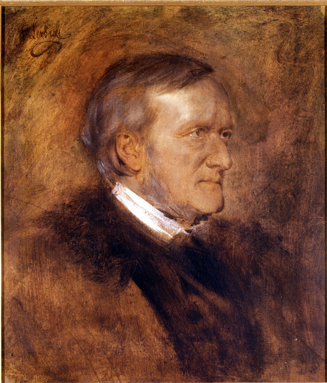 Portrét Richarda Wagnera (1813 - 1883), německého skladatele. Obraz Franze von Lenbacha (1836-1904). Wagnerovo muzeum v Bayreuthu. od Franz Seraph von Lenbach