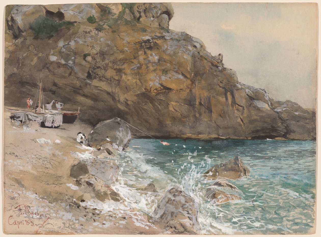 Pláž v Marina Piccola, Capri od Franz Skarbina