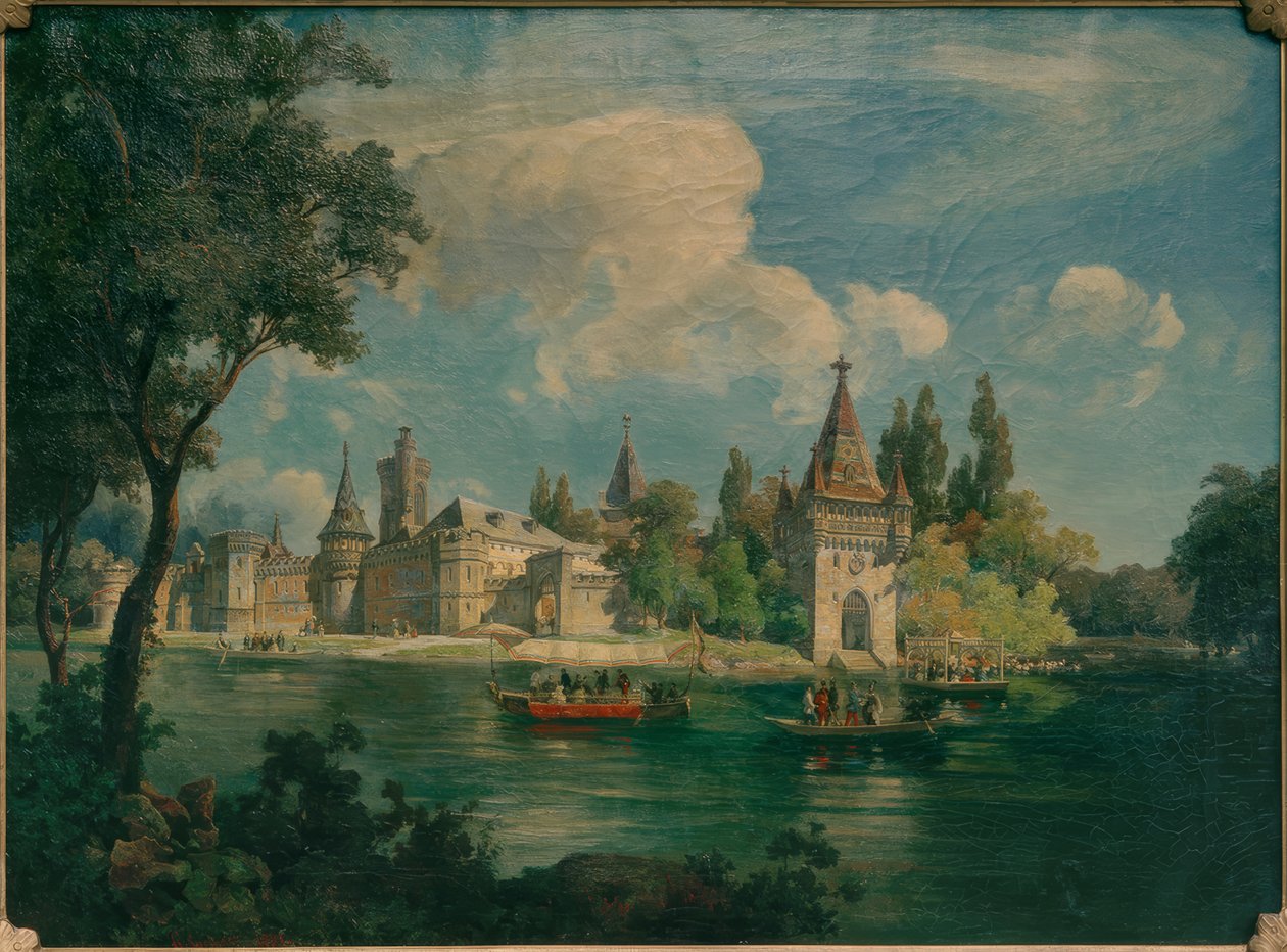 Císařský rekreační palác Laxenburg s císařskými loděmi od Franz Springer