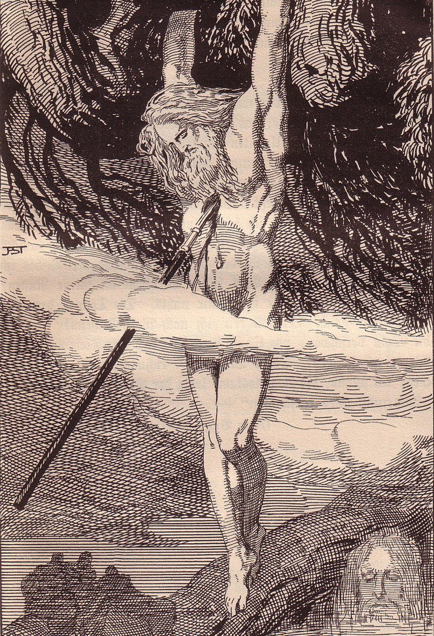 Odin visící na světovém stromě. Ilustrace k filmu Edda: Germánští bohové a hrdinové od Hanse von Wo od Franz Stassen