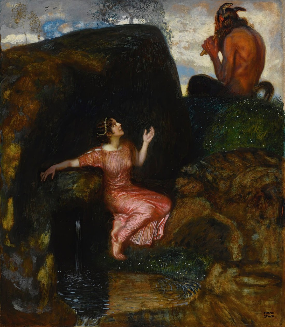 U Zdrojové odposlechové Nymfy. od Franz Stuck Ritter von